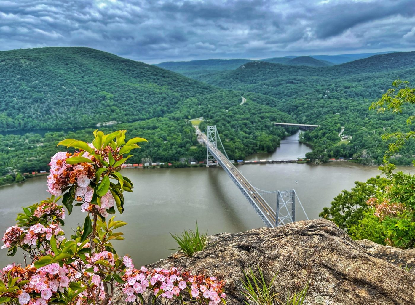 View of the Bear Mountain Bridge and Hudson River from Anthony's Nose