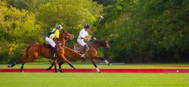 Polo players on horseback at Mashomack